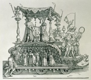 The Burgundian Marriage or the Triumphal Procession of Emperor Maximilian I of Germany showing the Wedding Chariot of Maximilian and Mary of Burgundy steered by the Figure of Vic